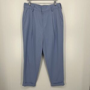 Open Edit Trousers Pants Women's Size 32W Blue Pleated Cropped New NWT